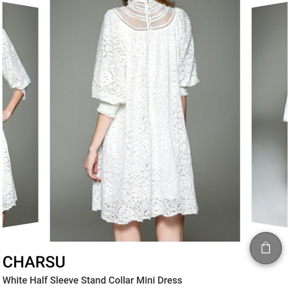 White soft lace mini dress Small - Picture 3 of 8